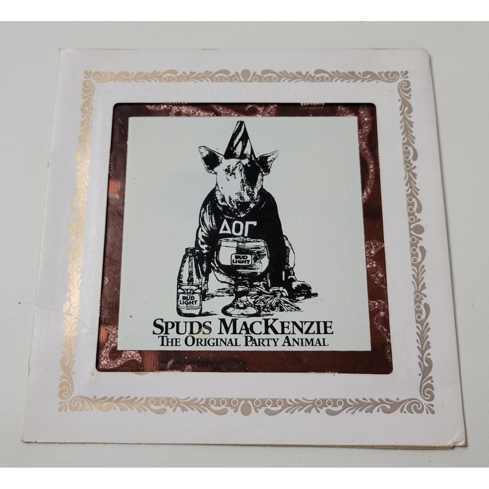 Vintage Spuds MacKenzie Bud Light Carnival Prize Mirror 8x8 Party Animal Decor